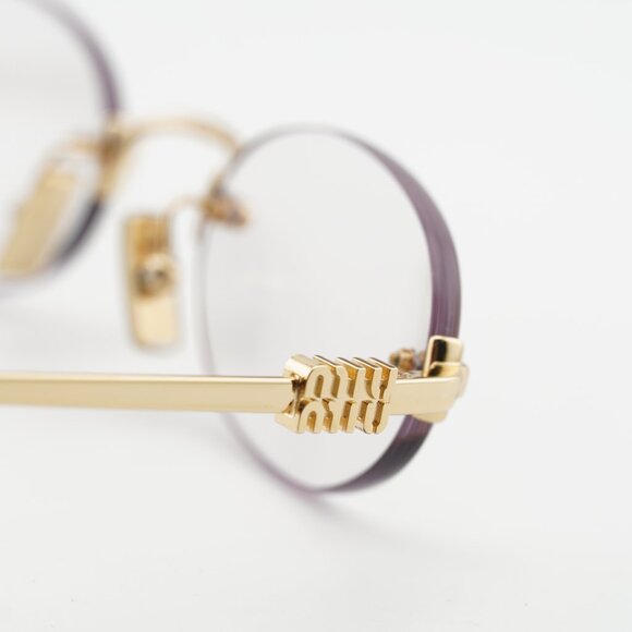 Miu Miu MUA54S 5AK08N Sunglasses Gold Oval Frame, Clear Blue Light Filter Lenses main image 4